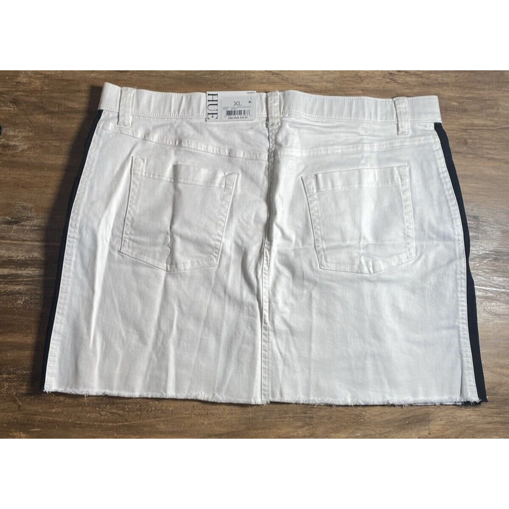 HUE New Tuxedo Cutoff Denim Mini Skirt Size XL NEW - Picture 4 of 8